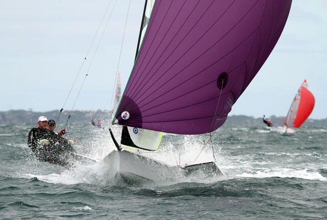 James Sly and Sam Phillips approach the finish. - 49er National Championships ©  Alex McKinnon Photography http://www.alexmckinnonphotography.com